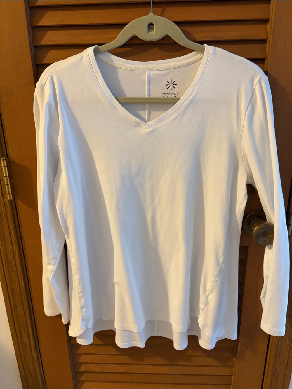 Isaac Mizrahi White V-Neck Long Sleeve Top